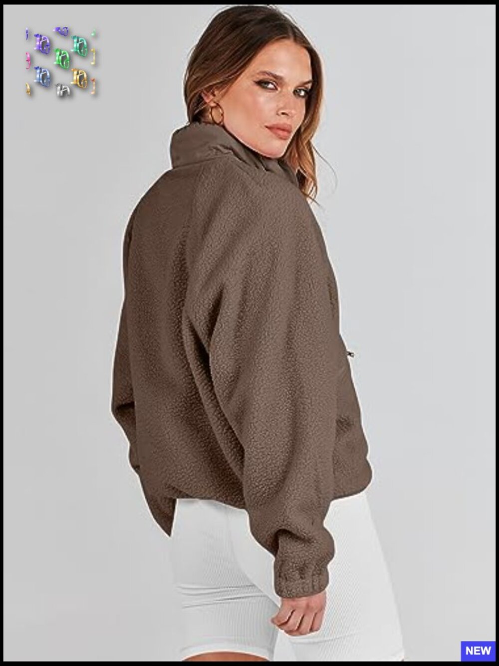 Fuzzy Fleece Jacket Cropped Sherpa Button Down Shacket Coats Outwear With - Picture 6 of 7